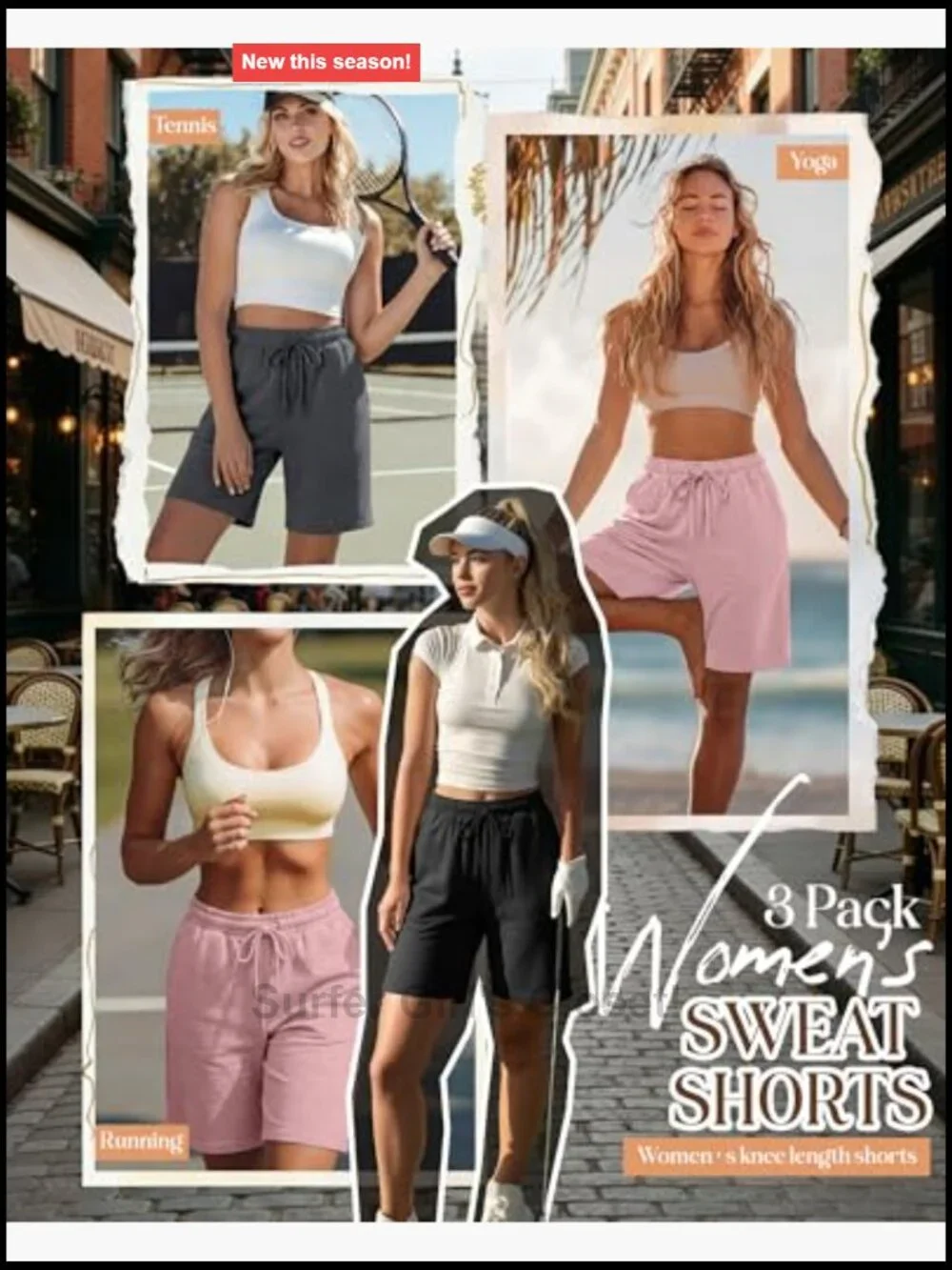 Women's 3 Pack Bermuda Shorts with Pockets Running Yoga
